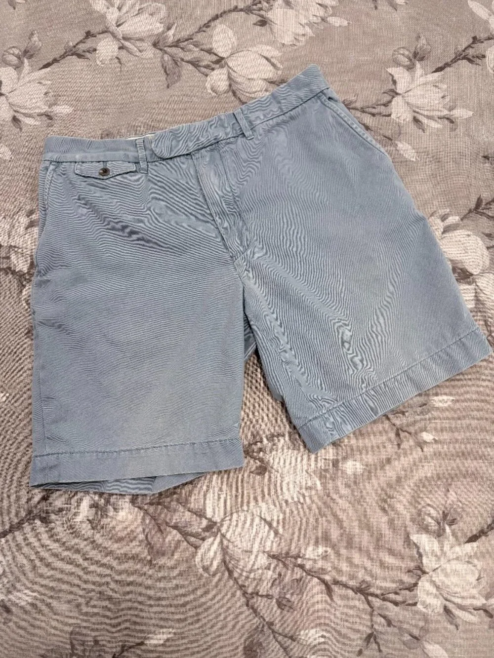 Ralph Lauren Rugby Skull Chino Shorts 33 Blue Distressed Preppy Cotton Y2K